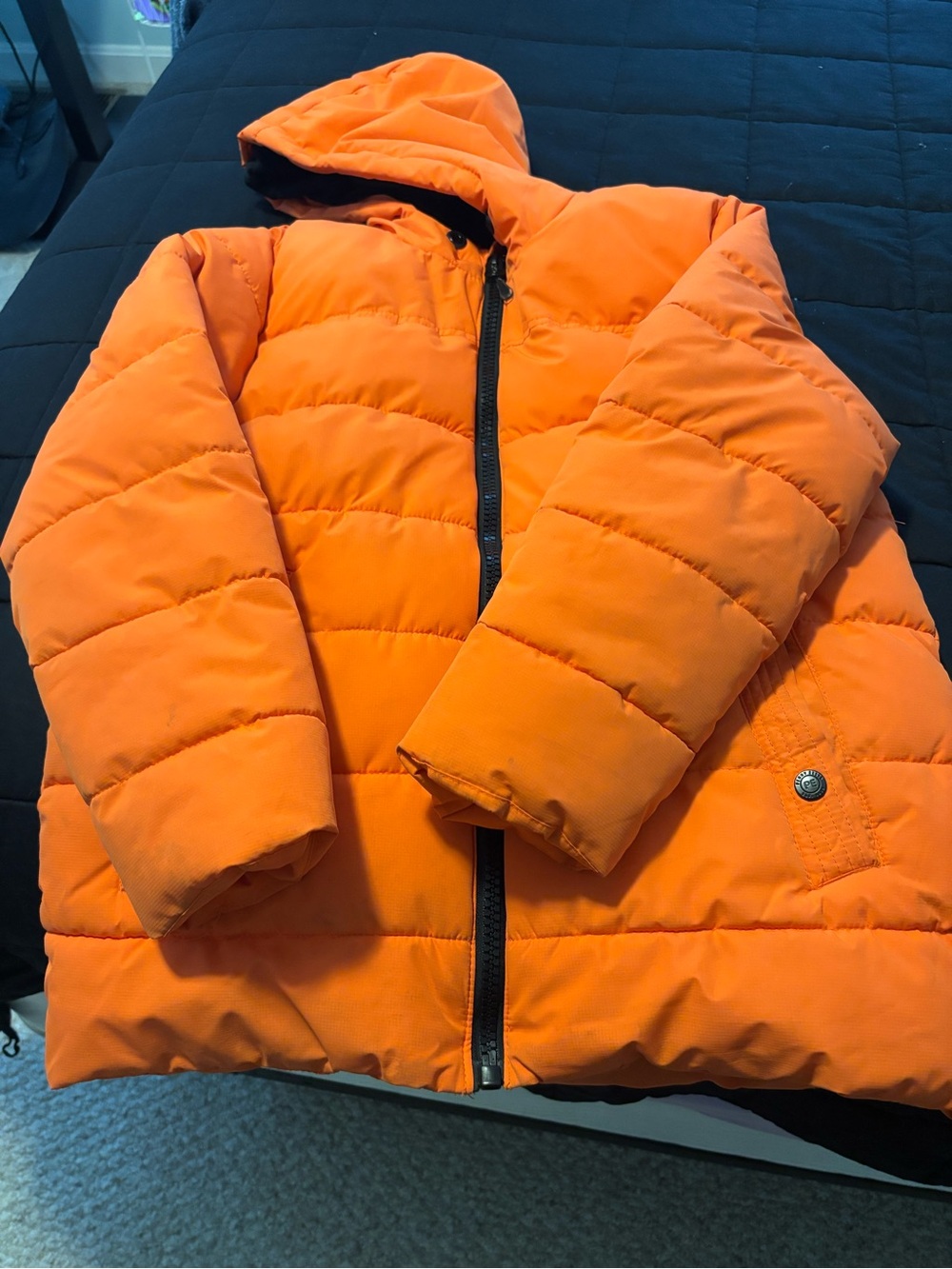 Perry Ellis Bright Orange Kids Hooded Puffer Jacket